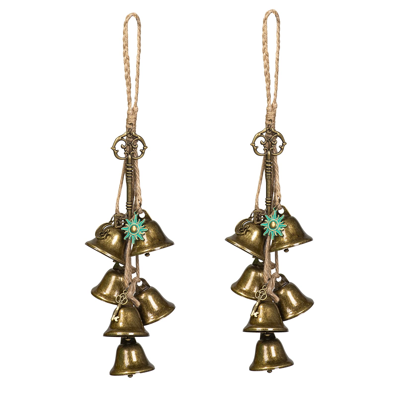 Ausicfen 2 Pieces Witch Bells for Door Knob for Protection Witch Wind Chimes Door Hanger Hanging Witch Bells Magic Witchcraft Wicca Supplies for Home