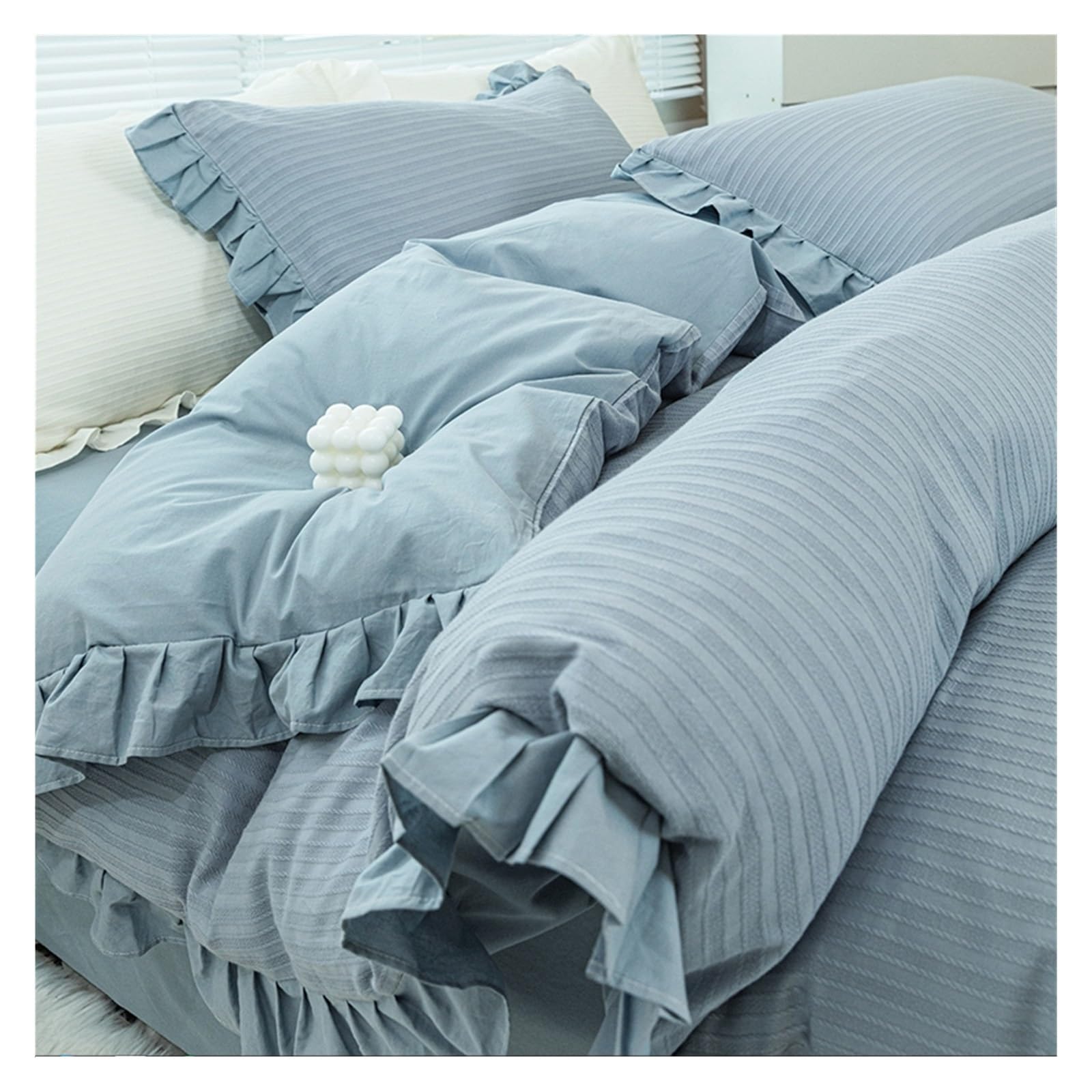 Housse de couette à fermeture éclair pour lit à volants style princesse doux
