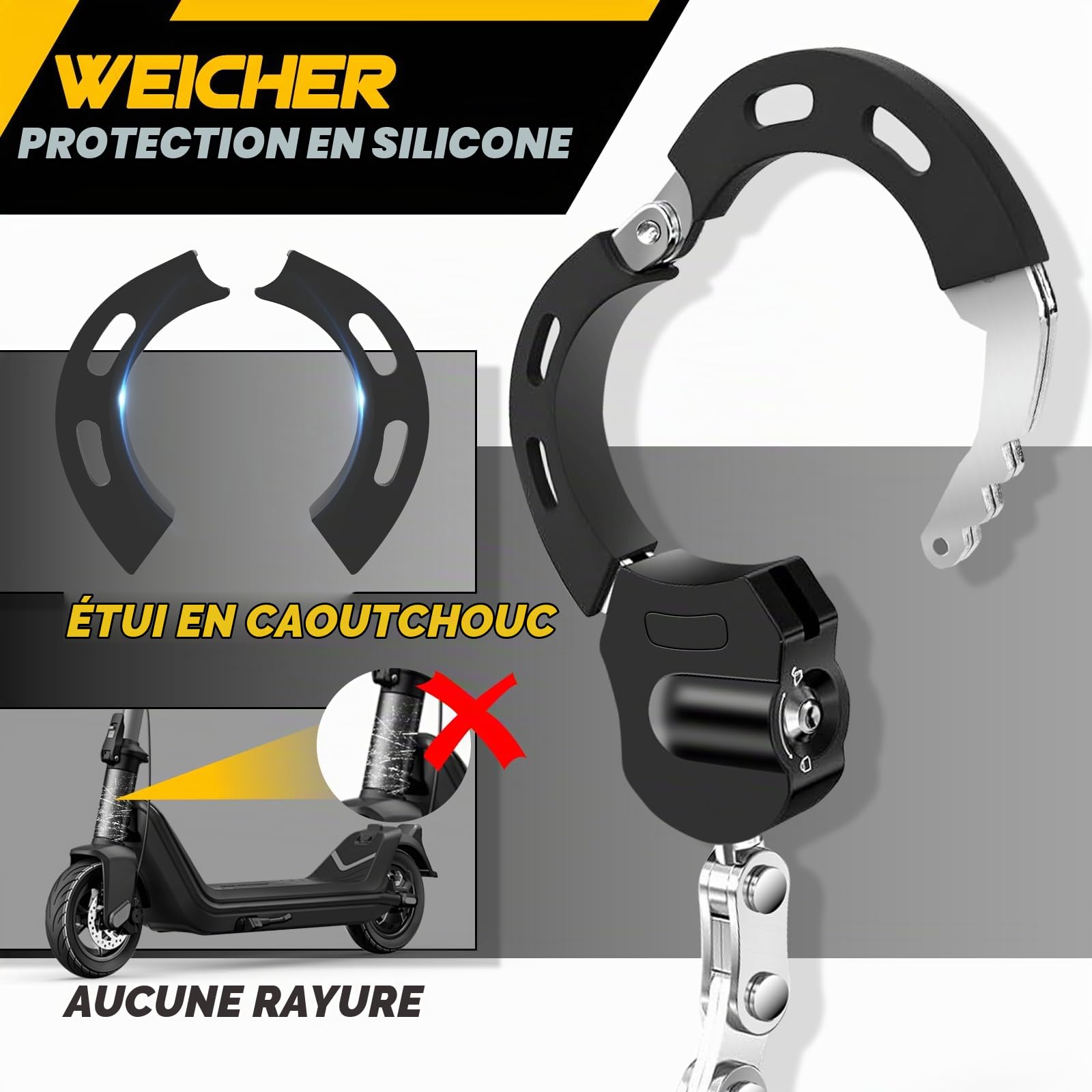 Antivol Trotinette Électrique Scooter, Cadenas Trotinette Electrique avec Clés, Menottes Antivol Idéal Pour Les Vélos, Trottinettes, Poussettes,Vélo Electrique Etc