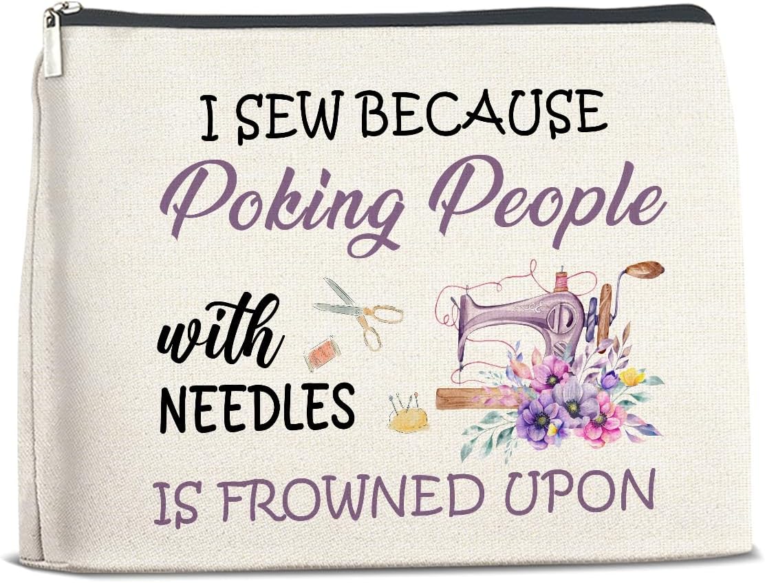 Sewing Christmas Gifts Makeup Bag Sewing Lover Gifts for Women Mom Grandma Cosmetic Bag Travel Toiletry Pouch for Purse