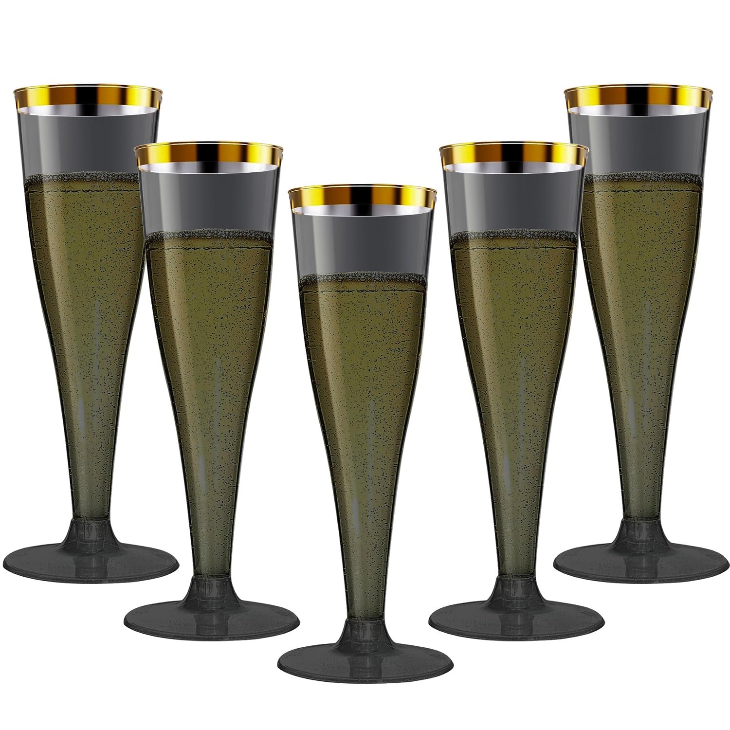 20 Pack Champagne Flutes Plastic Wine Glasses Disposable, 4.5 Oz Gold Rim Mimosa Glasses for 2026 Engagement Wedding Birthday Bar Soccer Football Party Supplies, Bulk Toasting Cocktail Cups — Amazon image 10
