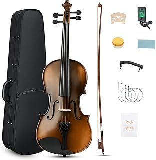 Ktaxon Violin 4/4 for Kids & Adults, Full Size Solid Wood Violin, Acoustic Fiddle with Portable Case and Accessories-Carefully Selected Solid Spruce Wood and Premium Ebony Fittings(Matte)
