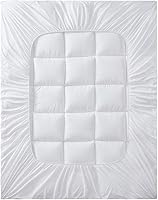 Vista 6 de Cubrecolchón King extra grueso relleno de fibra 3D con funda 100% algodón, mejora la calidad del sueño con alivio de presión y regulación