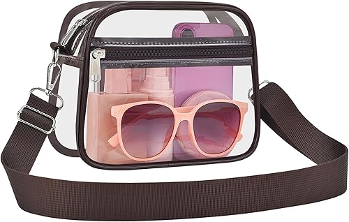 Vista 12 de COK Bolsa transparente para eventos de estadio, bolsas cruzadas para mujeres y hombres, bolso transparente para conciertos y festivales Negro