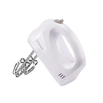 BEPER BP.304 Sbattitore Elettrico e Mescolatore, 150 W, 70 Decibel, ABS, Acciaio Cromato, 5 velocità, Bianco Tortora