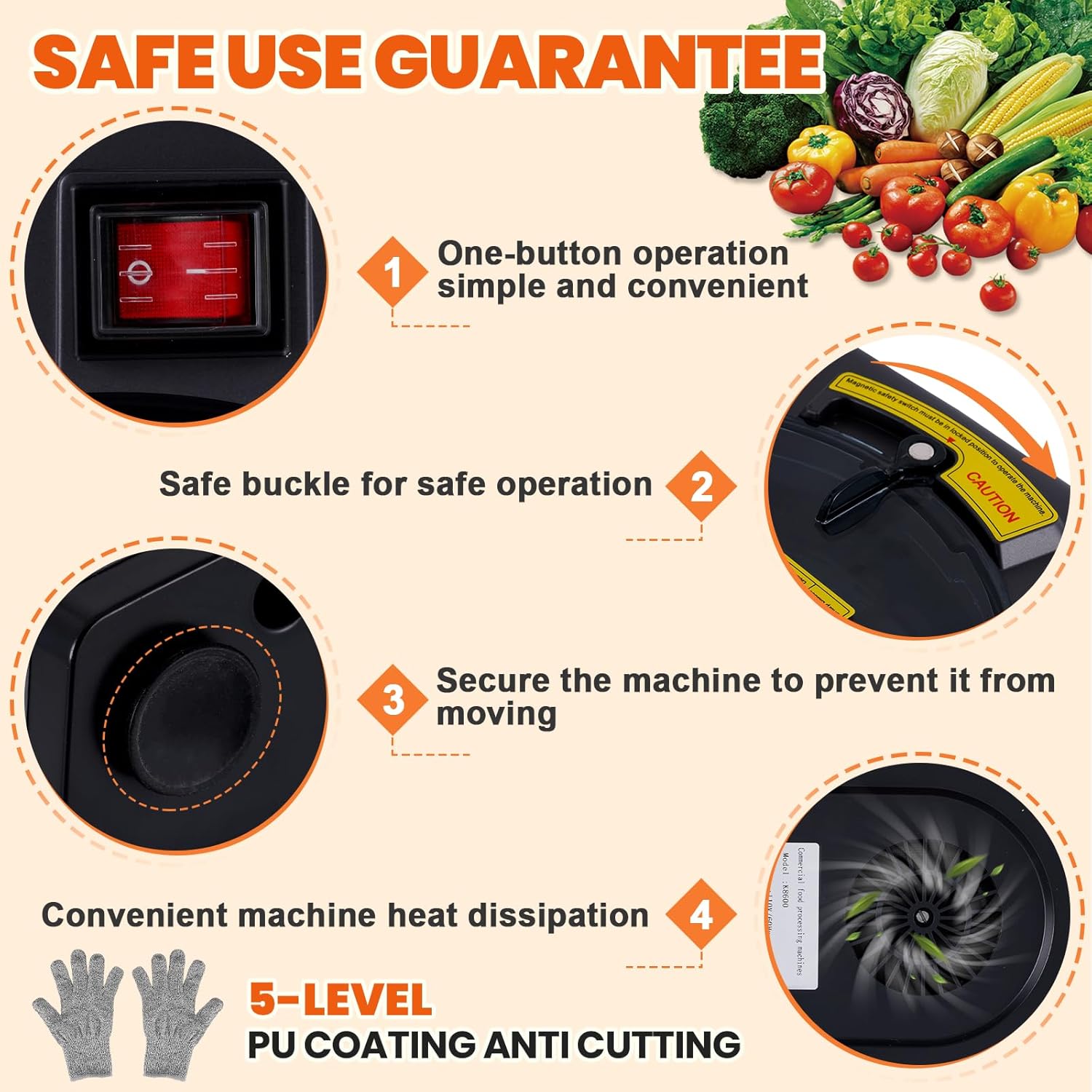 Ymjoinmxus Electric Food Processor 4 IN 1 Vegetable Dicer Slicer Shredder Commercial Home Use, Heavy Duty Vegetable Chopper, 100W 110V