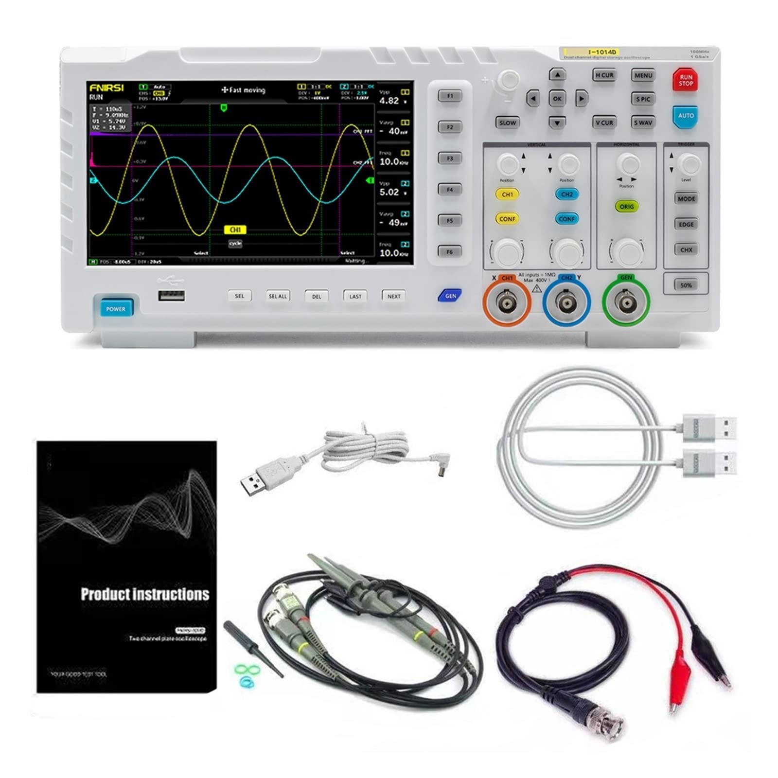 Oscilloscope Numérique 1014D Générateur De Signal D'entrée Double Canal 2 En 1 100MHz * 2 Bande Passante Analogique 1GSa/s Taux D'échantillonnage