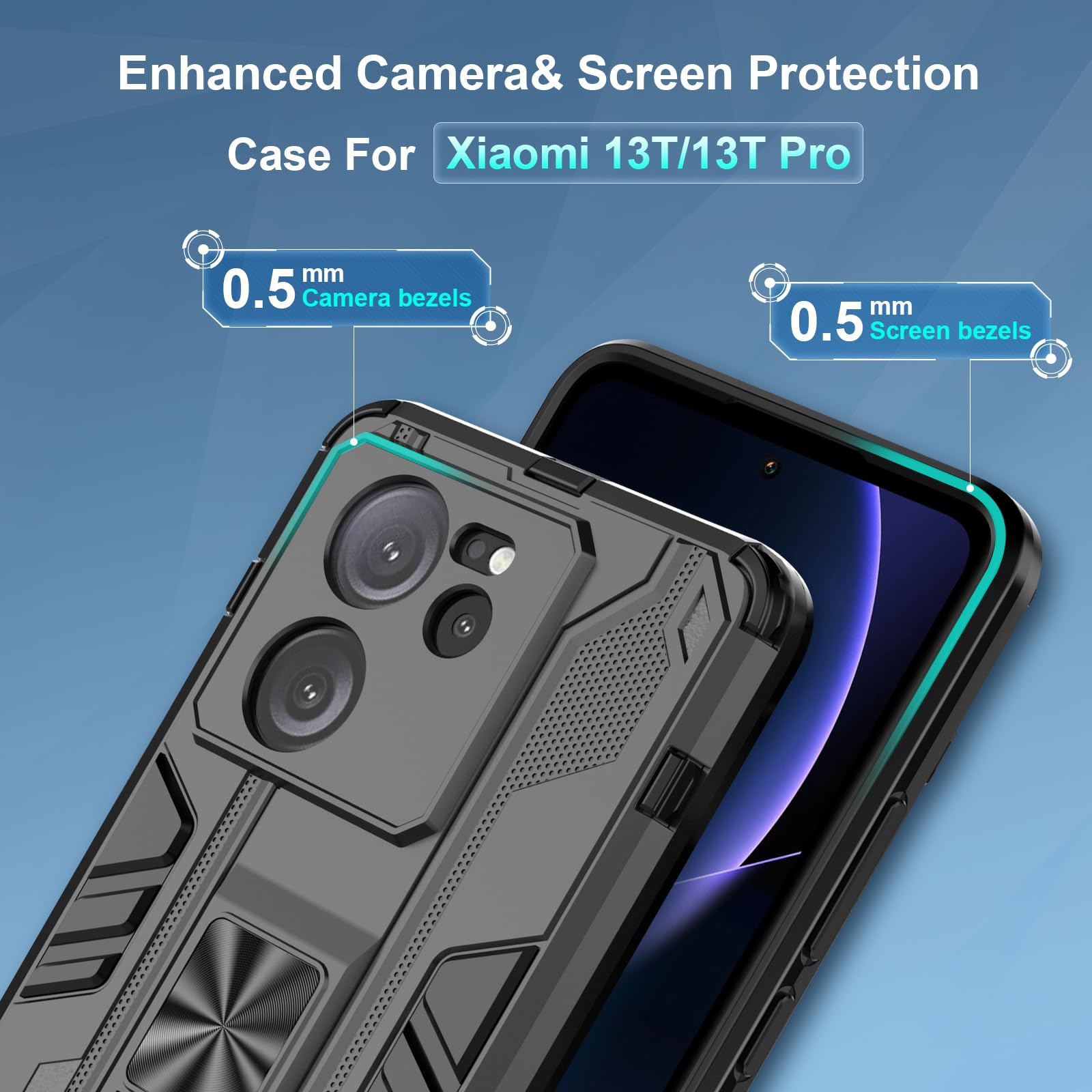 Funda para Xiaomi Redmi Note 15 Pro 5G, Carcasa Antigolpes con Soporte anular metálico, Case Protectora de Grado Militar, Azul — view 617