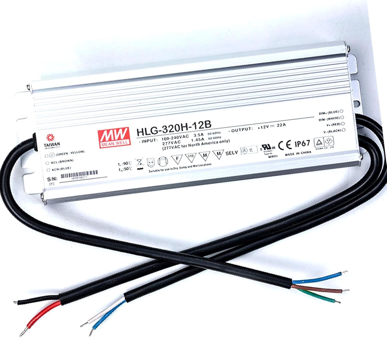 Mean Well LPV-60-12-2PCS Sealed Panel Mount LPV Series AC-DC 12-volt 5-Amp Power Supply with LED Driver, 2-Pack