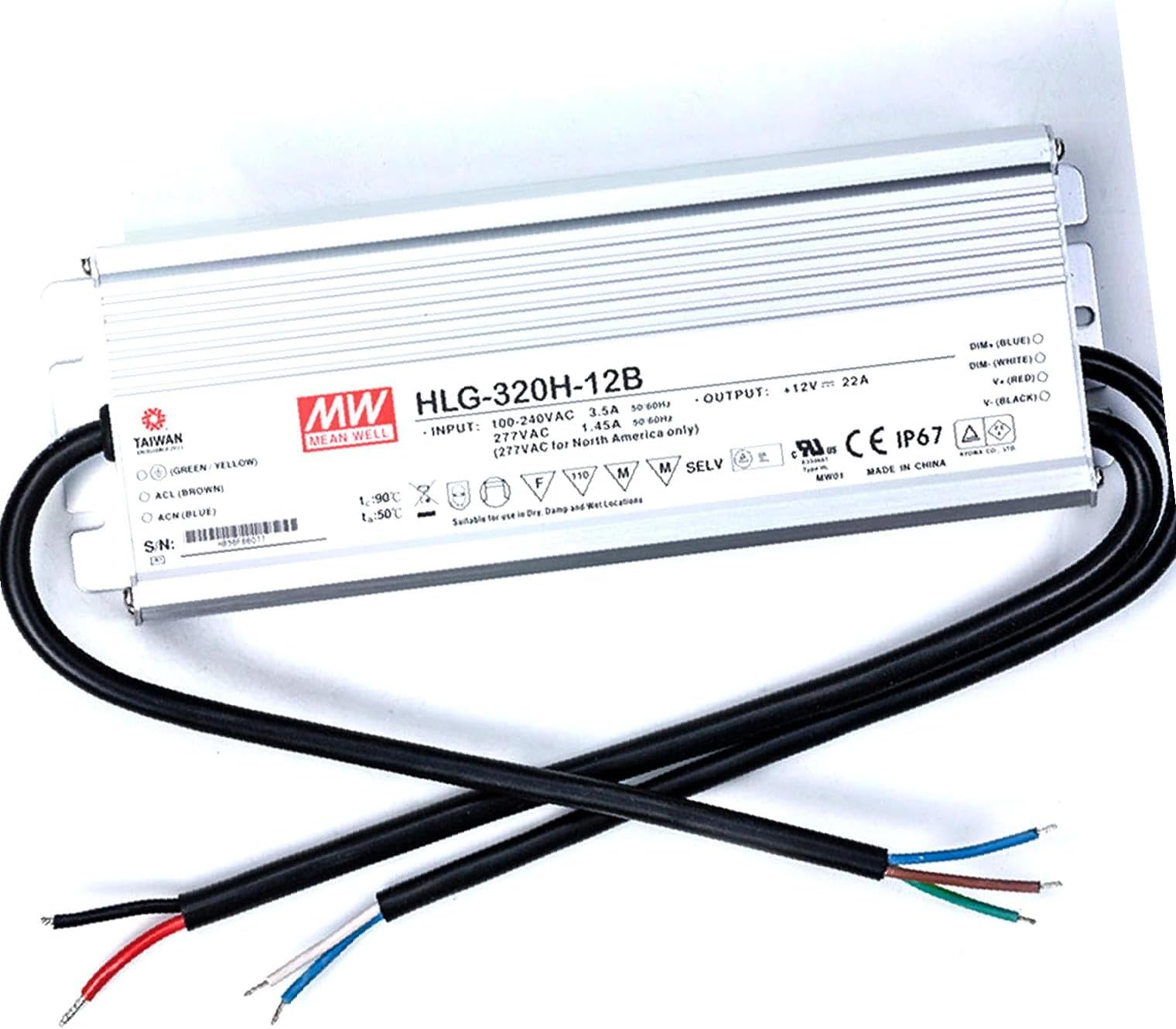 Meanwell Waterproof Current Adjustable 12V 320w 5 Year Warranty LED Power Supply Driver Transformer UL Approved 120 to 12 Volt DC Output