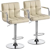 Vista 12 de Yaheetech - 4 taburetes de bar ajustables, taburetes de bar, taburetes de altura de mostrador, sillas de comedor giratorias hidráulicas de piel Negro