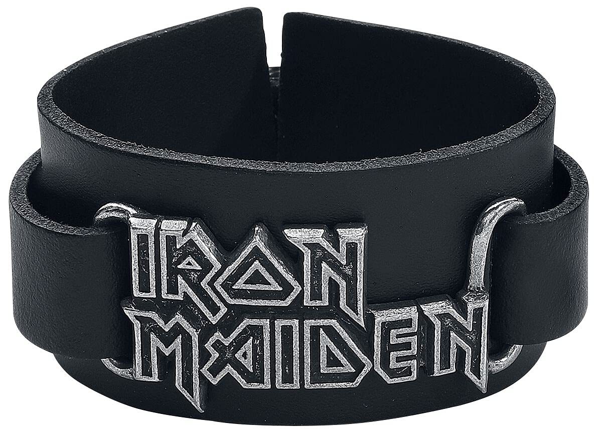 Iron Maiden Logo Männer Lederarmband schwarz