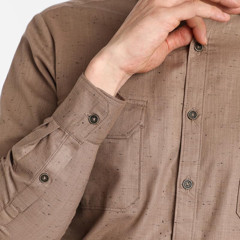 Image of CAHOOT Men's Polycotton Abstract-Textu Shirt |Casual-Wear | Spread Collar | Long Sleeve | Button Closure | Shirt Crafted with Comfort Fit for Everyday Wear