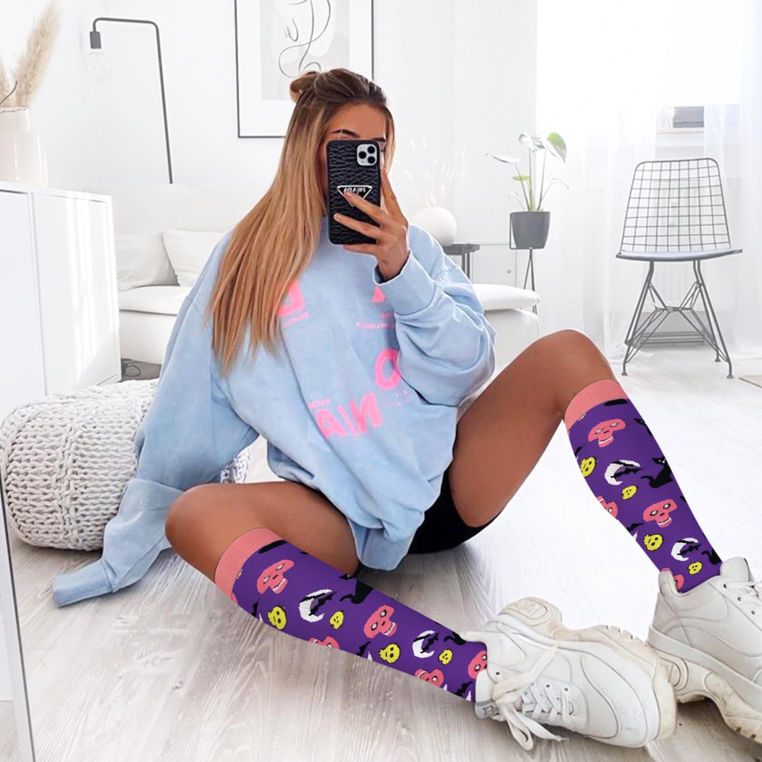 6 Pairs Compression Socks for Women & Men 15-20mmHg Graduated Support Knee High Socks for Nurses, Travel, Athletic - Image 8