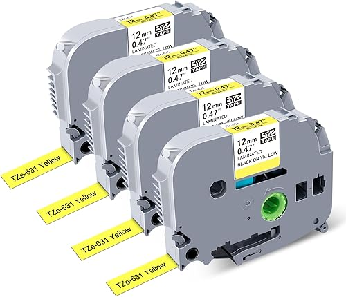 Miniatura 8 de Paquete de 4 cintas TZ de 0.472 in 0.47 laminadas transparentes compatibles con Brother P Touch TZe-131 Negro sobre cinta transparente para Brother