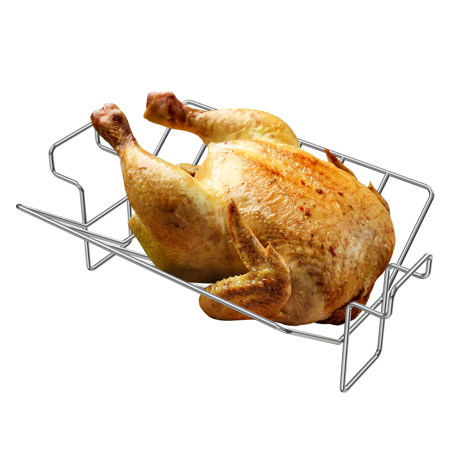 Thanksgiving Turkey Smoker Rack & Large Rib Rack for Big Green Egg Grill, U-Shaped Stainless Steel Big Green Egg Standing Rib and Roast Rack for Kamado, Weber, Oven Smoking Grilling Thanksgiving Party