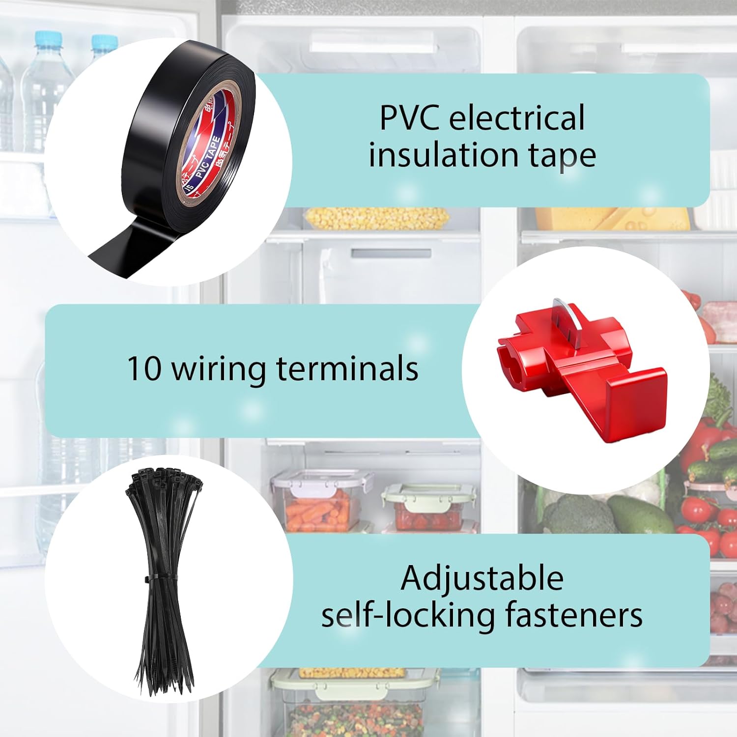 Sigely SH502 Drain and Door Heater wire Kit Fit for Samsung Supco for Most Refrigerator Evaporator Defrost De-Ice 7/16 In Tip 32 In Long 120V 15W with 20 Zip Ties 1 Insulating Tape 10 Wire Connectors