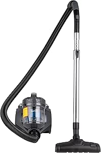 Amazon Basics 15KC-71EU4 Aspirateur sans Sac à Cylindre, Puissant pour Sols Durs et Tapis, Filtre Hepa, Compact et Léger, 700 W, 1,5 L, Noir/Bleu