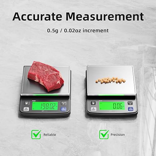 Miniatura 3 de Polit Báscula digital de cocina KPT de 13 libras13.2 lbs0.5 g0.02 oz báscula de precisión para alimentos con pantalla LCD, parte superior de acero