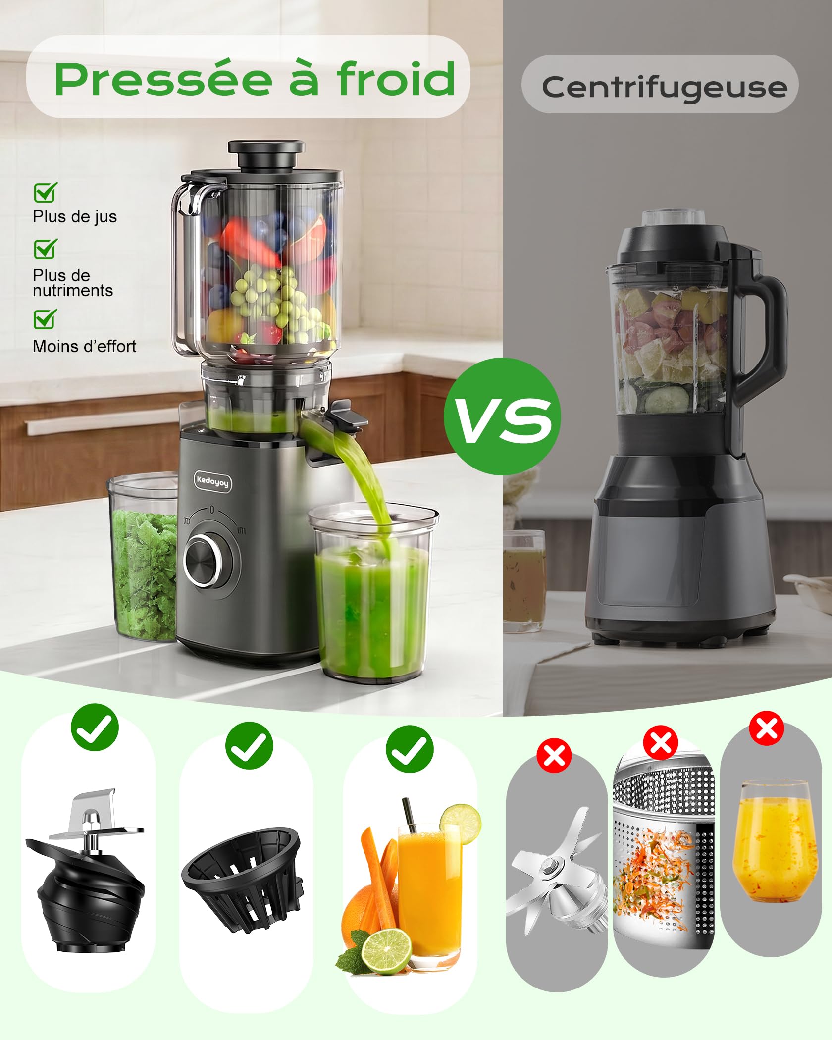 Extracteur de jus de fruits et légumes, 130 mm XL