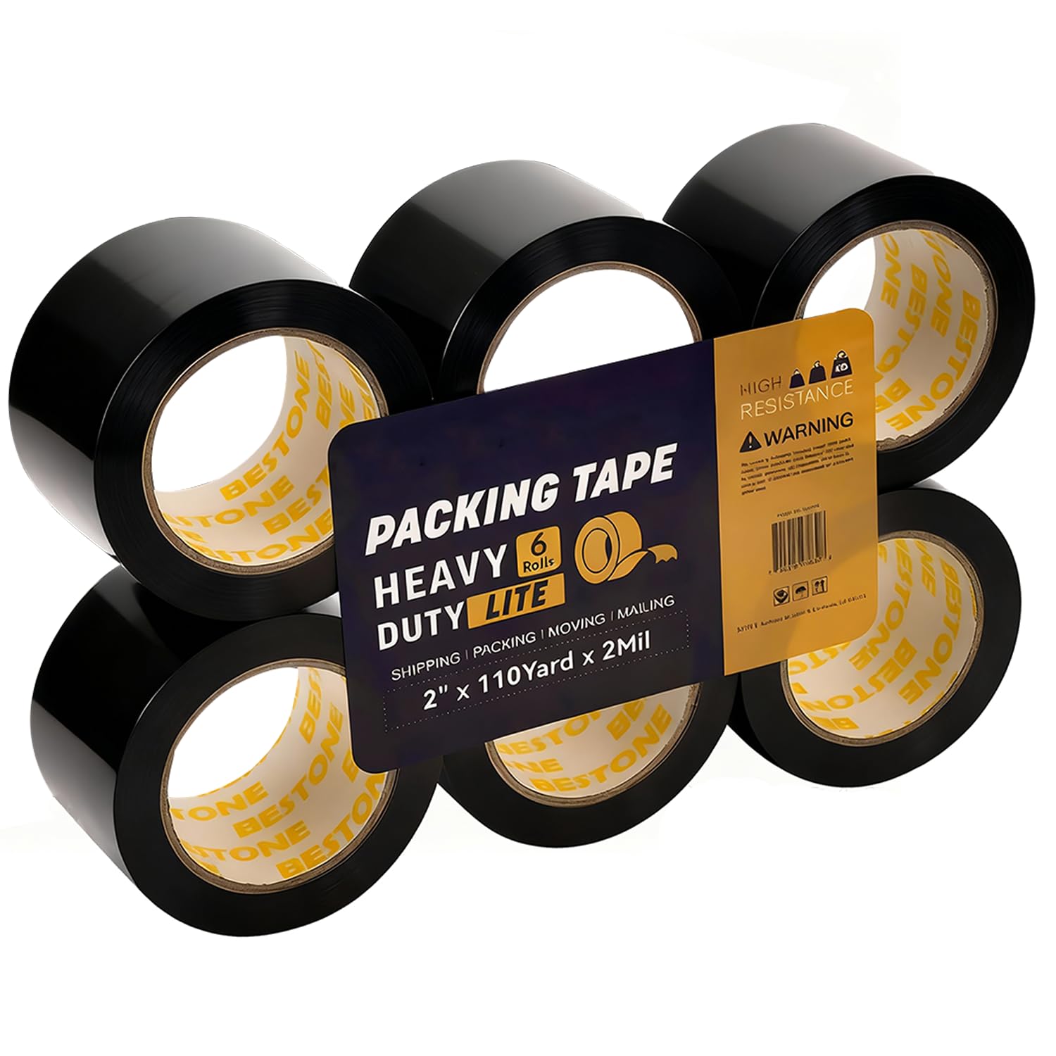 Heavy Duty Packing Tape 660 Yards Total, Each 2in x 110Y x 2mil Strong Adhesive, Tear-Resistant for Moving, Shipping，Sealing and Packaging 6 Rolls，White
