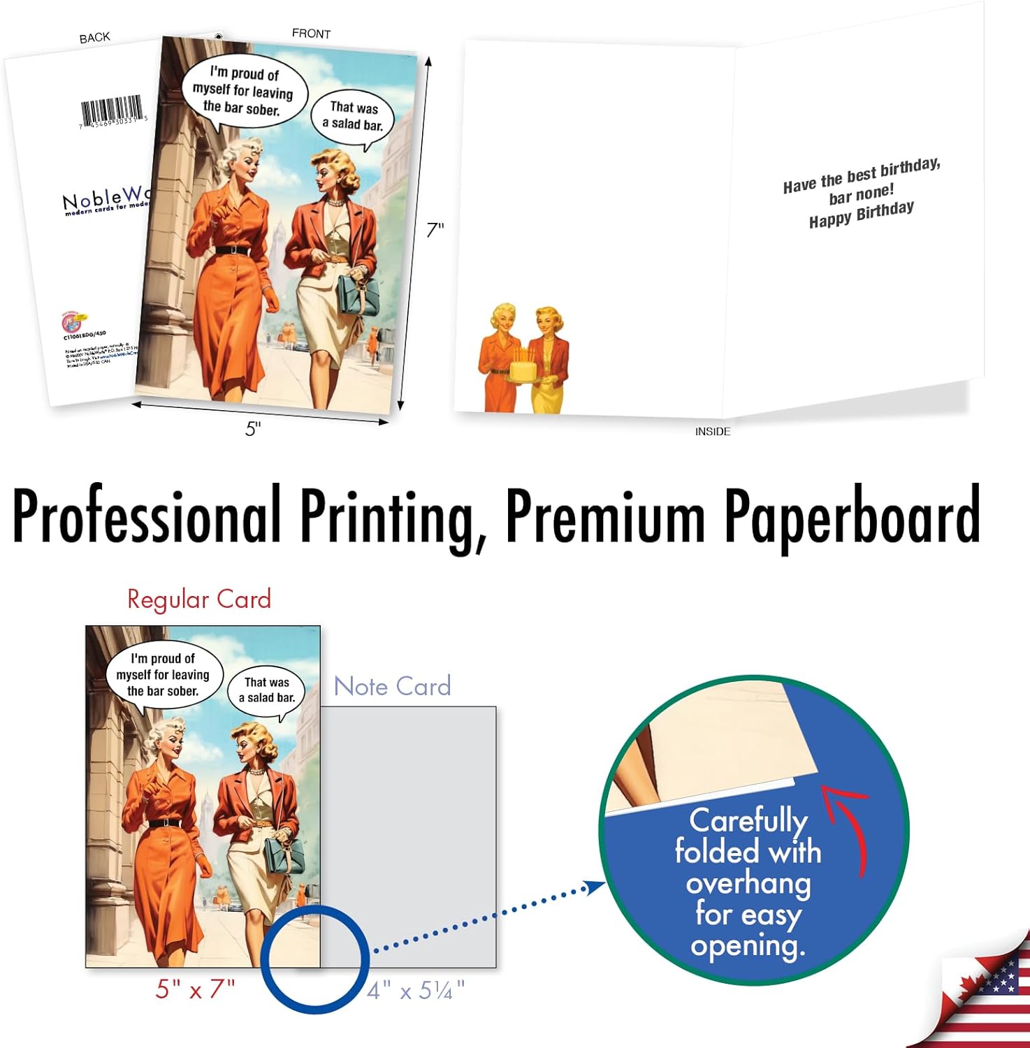 NobleWorks Funny Birthday Paper Card with 5 x 7 Inch Envelope (1 Card) Bday Salad Bar C11061BDG - Image 6