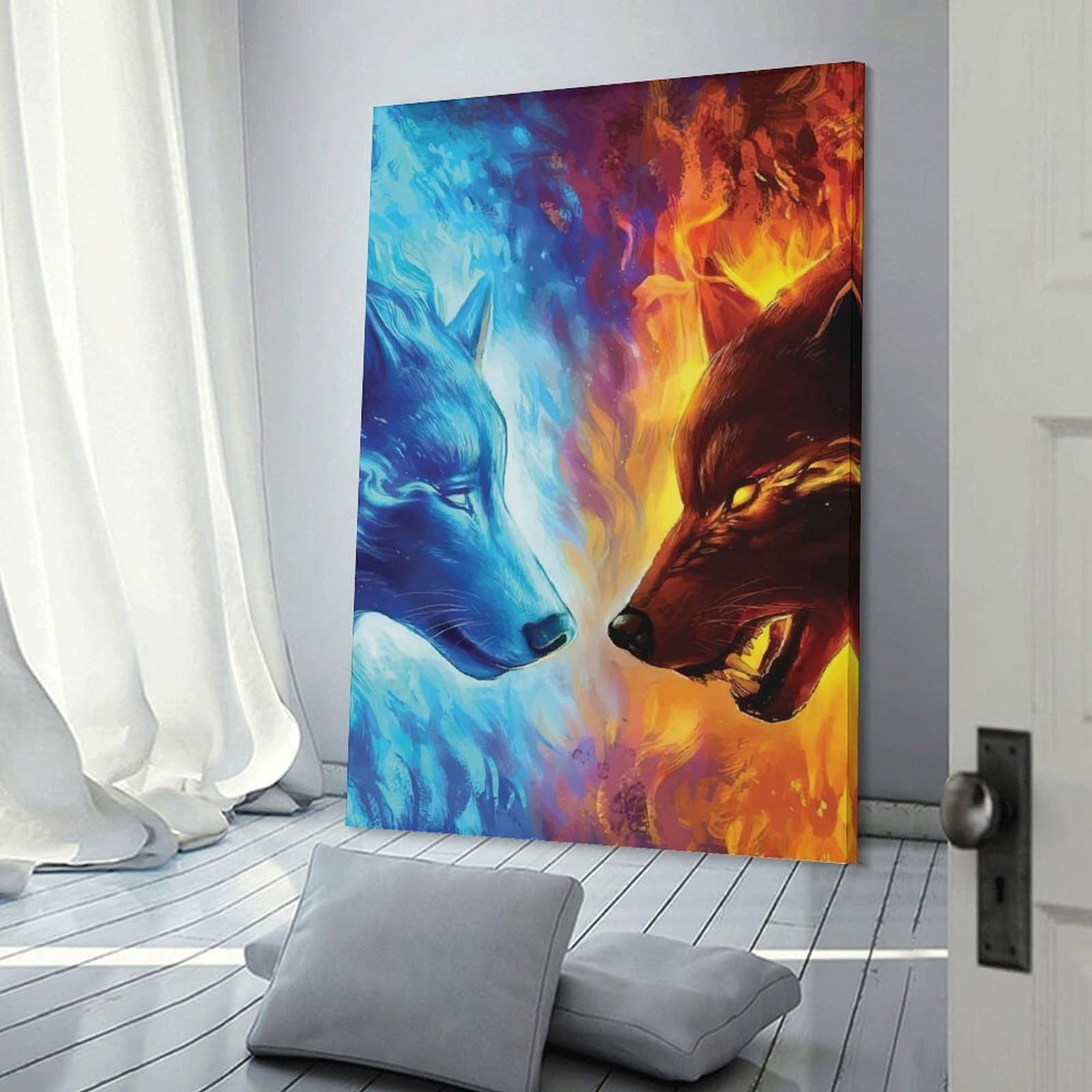 Junmoney Wolf Animals Wall Picture Print, 12x18inch(30x45cm), for Workspace Walls, Study Corners Or Bedrooms, Wall Art That Adds Style to Work Areas