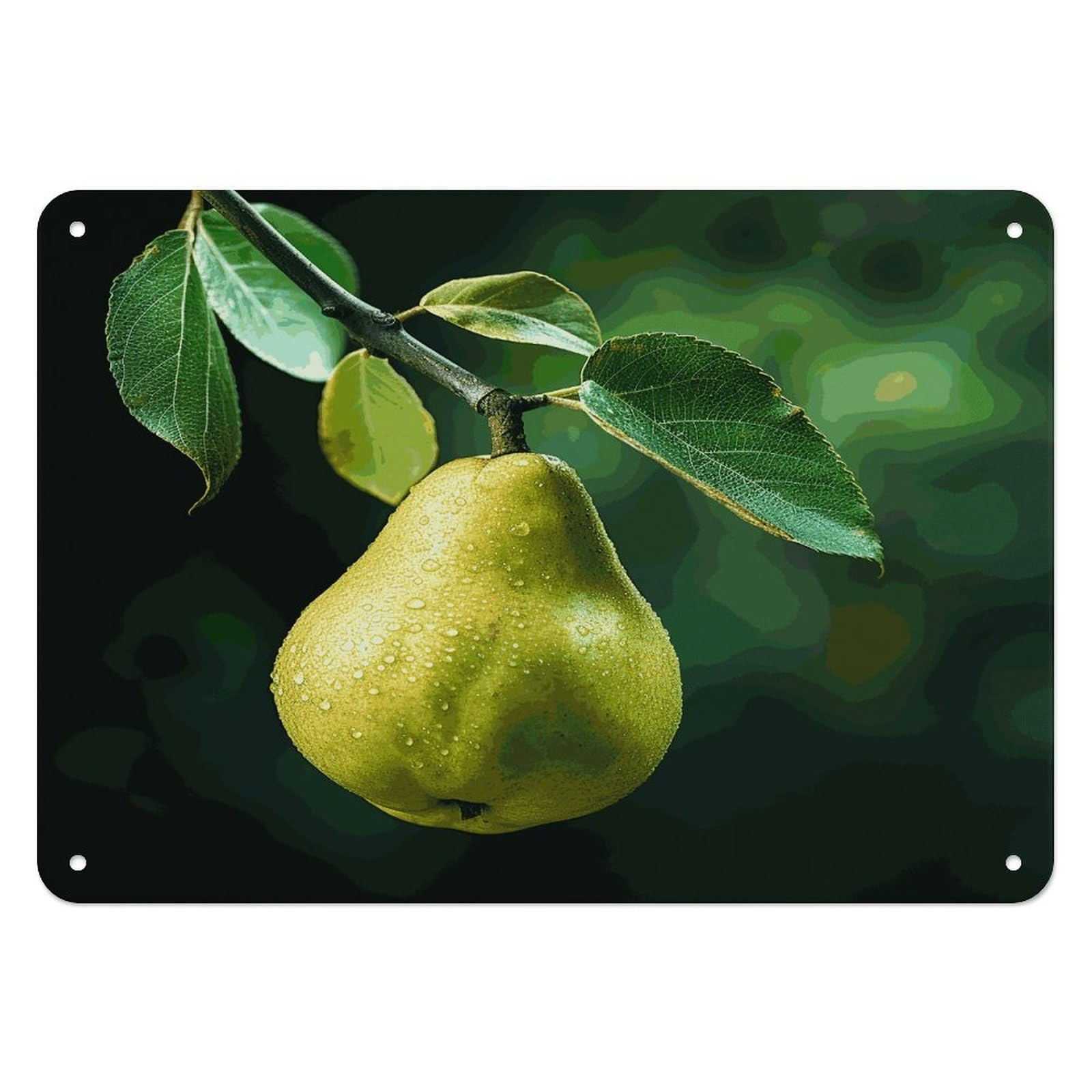 Fekiloot Style Pears On The Tree Wall Decor Iron Painting Metal Sign