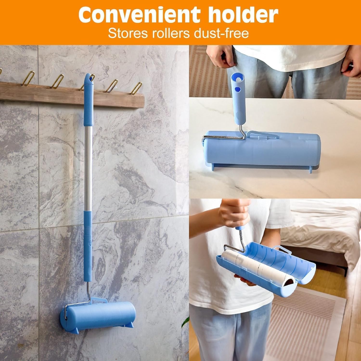 BEAH Grand rouleau anti-peluches extra collant pour poils d'animaux de compagnie, 24 cm, outil d'épilation pour animaux de compagnie (1 rouleau + 3 rouleaux longs, 2 rouleaux courts)
