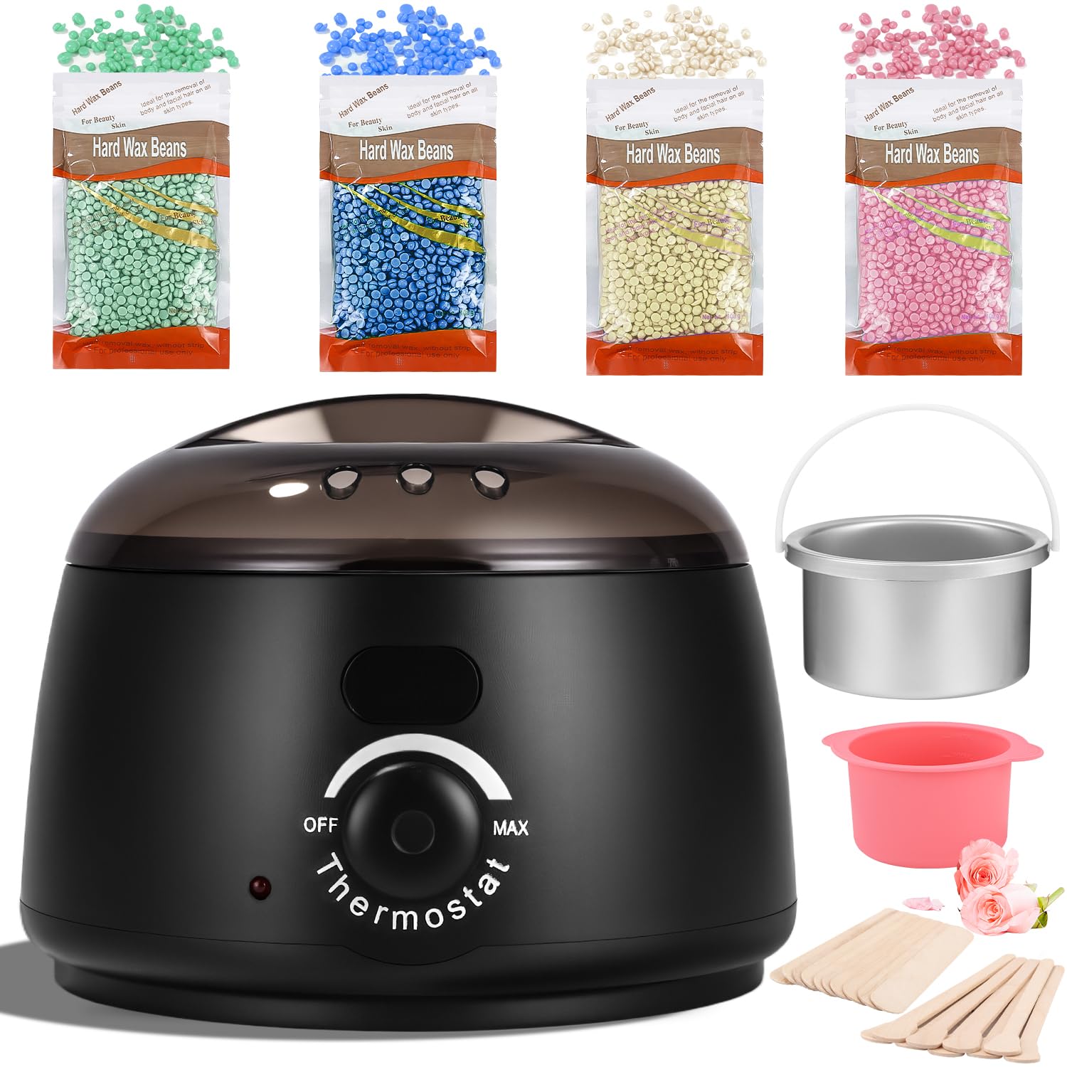 Waxing Set Wachs Haarentfernung Maschine: Wachswärmer Gerät mit LED-Digitalanzeige - Rein Natürlicher Wachsmaschine zur Enthaarungswachs - Warmwachsgerät Geeignet für Nasenhaar Wachs (Schwarz)