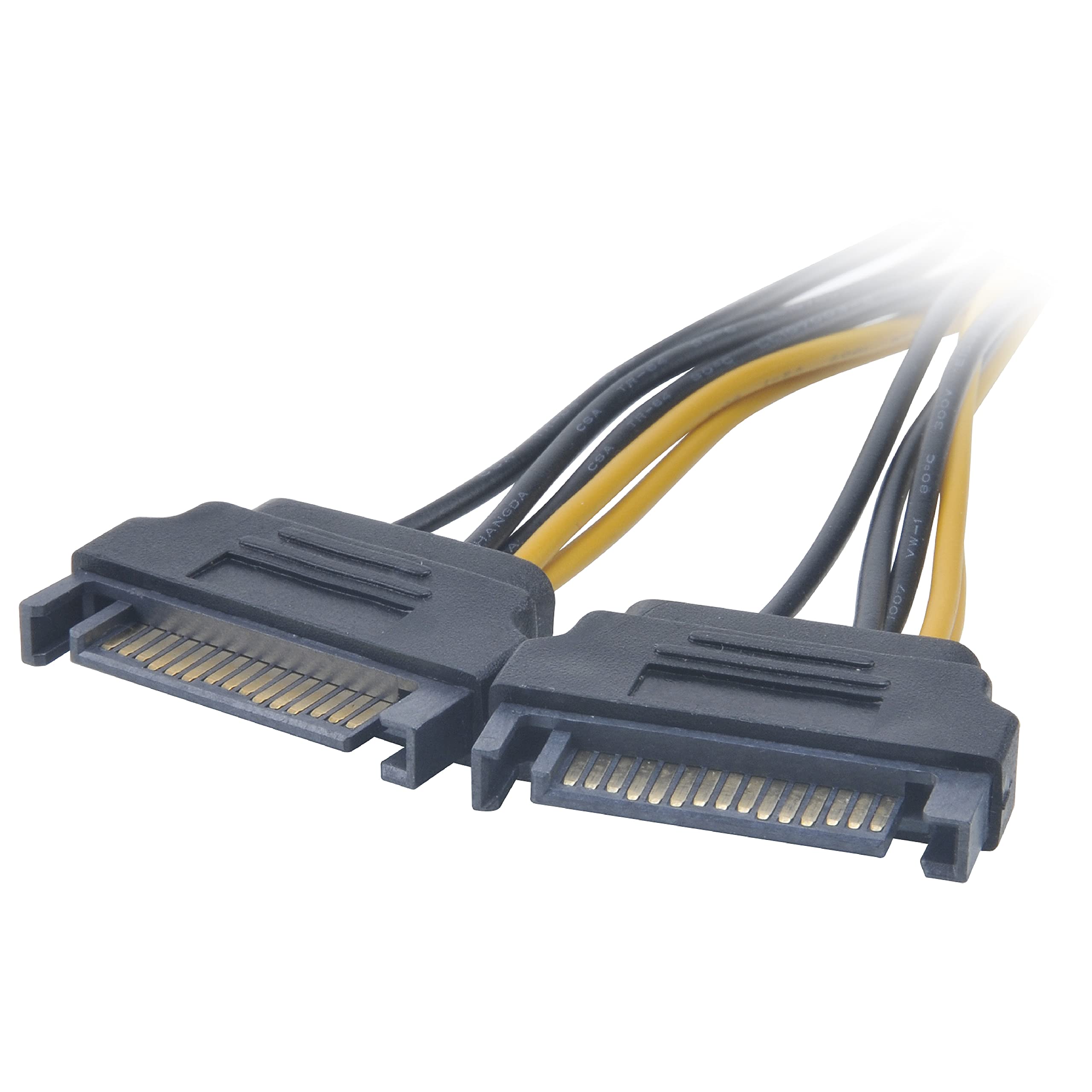 Akasa SATA Power Supply to 6 Pin PCIe Adapter Cable | Converts 2 x 15 Pin SATA Power to 6 Pin PCIe | Provides Power Supply Support for Graphics Card | 15cm AK-CBPW13-15 Black