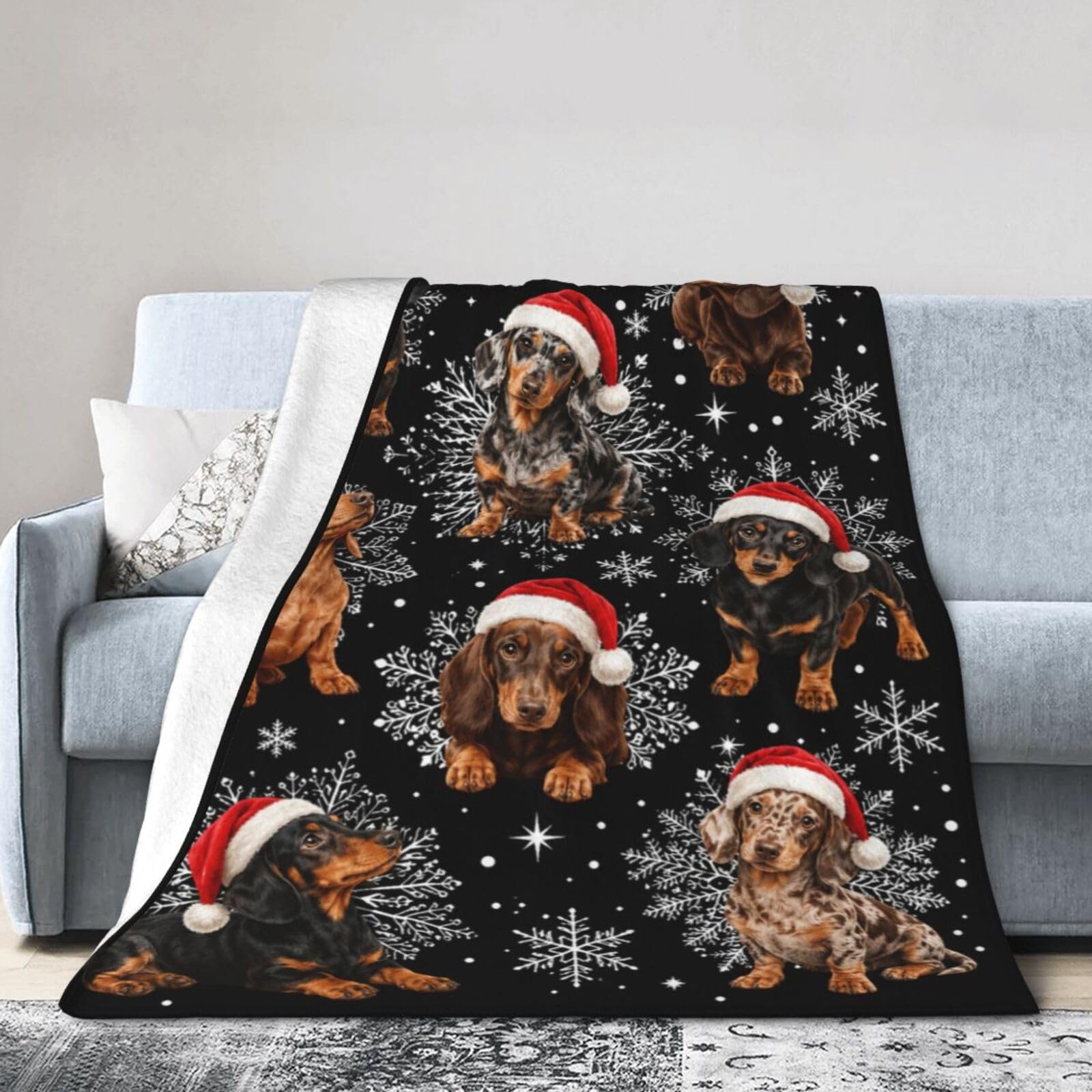 Dynova Christmas Dachshund Throw Blanket 50"x40"