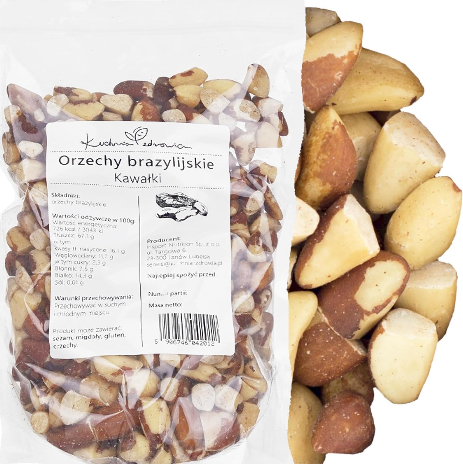 Paranüsse in Stücken 500g – 100 % Natürlich, Protein- & Selenquelle, Knackig, Mild im Geschmack, Ideal zum Backen & Snacken | KUCHNIA ZDROWIA