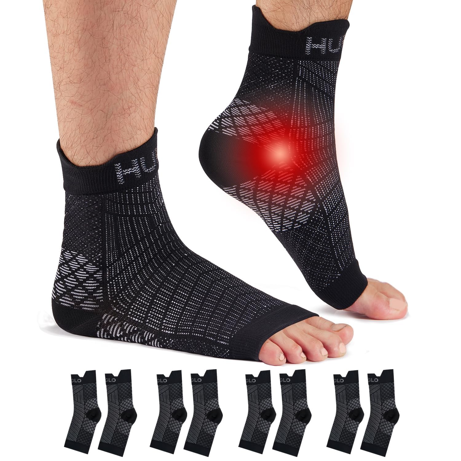 HUEGLO 4Paar Sprunggelenkbandage Orthopädische Kompressionssocken Neuropathie Knöchelbandage Arthritis Achillessehne Bandage Plantarfasziitis Fussbandagen Sprunggelenk Sport,Plantar Fasciitis Socks