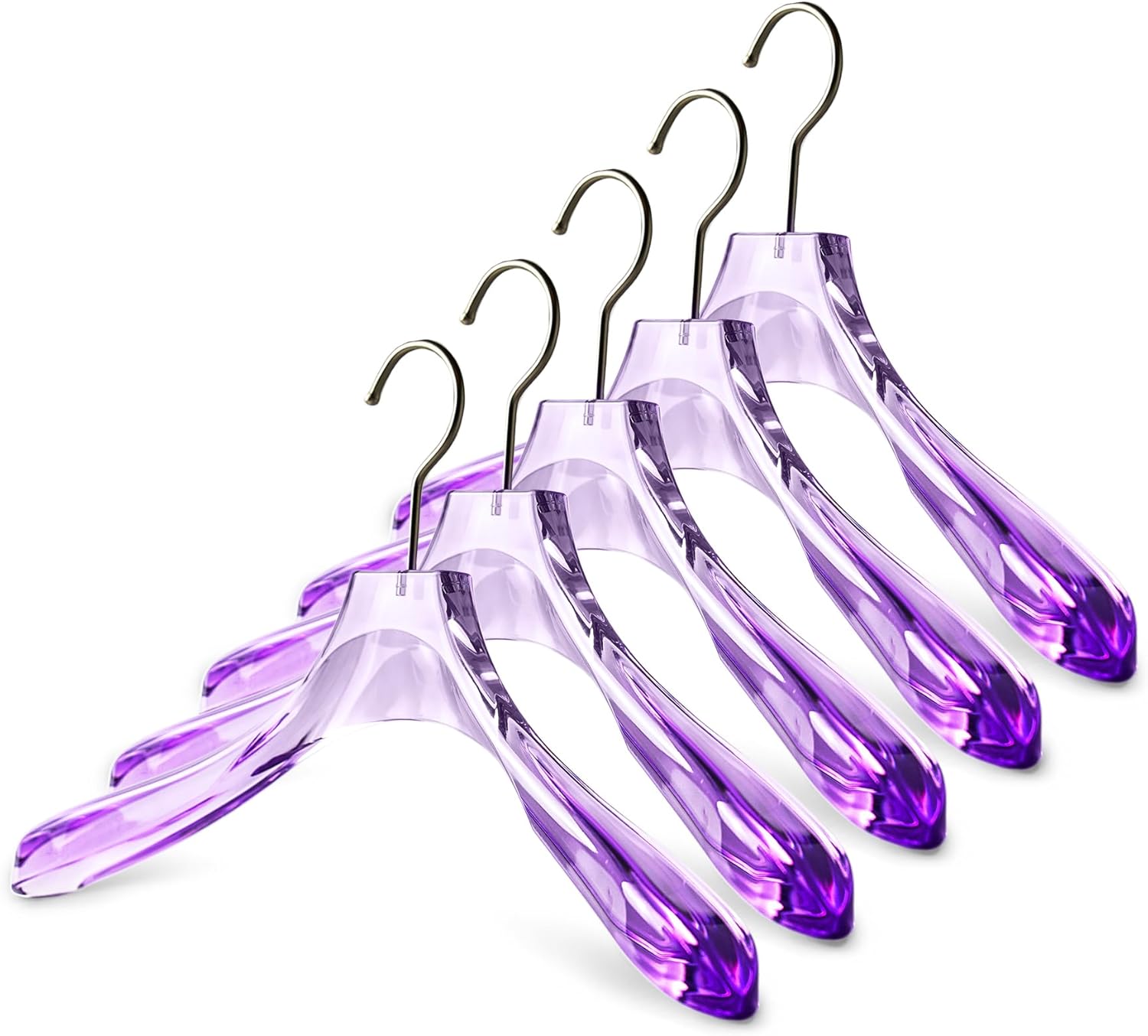 5 Pack Acrylic Silver Clothes Hangers with Durable 360 Degree Silver Hook | Premium Quality Acrylic Hangers Silver