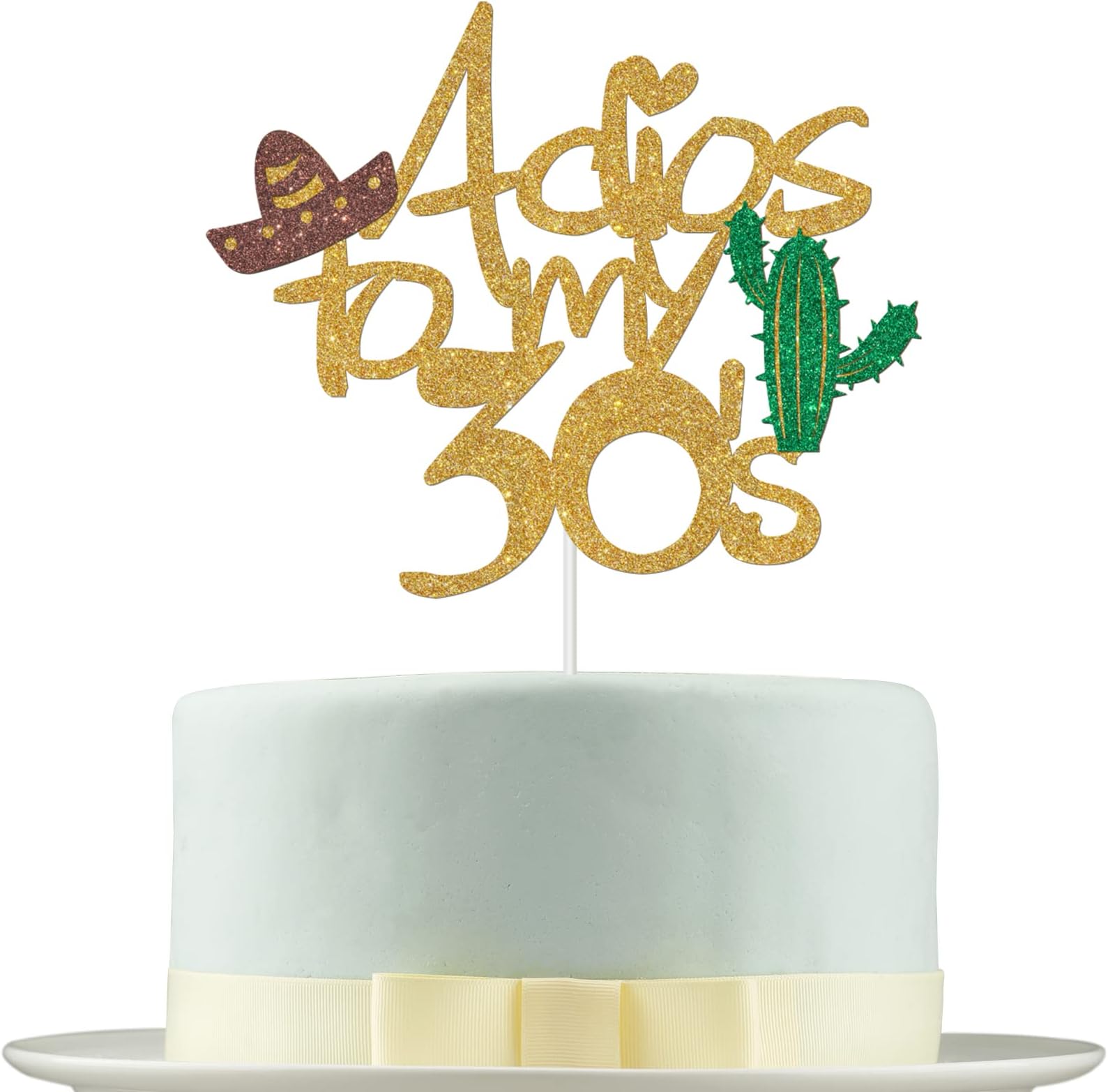 Deloklte Adios to My 30's Cake Topper, Mexican Theme 39th 40th Birthday Party Decoration for Men Women, Goodbye to My 30's Cheers to 40 Years Birthday Party Supplies Cake Picks Decor