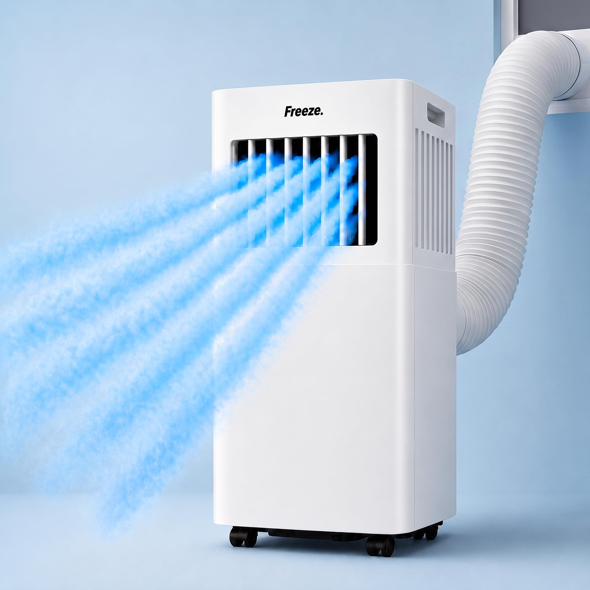Freeze. nineH 9000BTU Mobile Klimaanlage mit Wärmepumpe, weiß, Monoblock-Klimaanlage und Heizung mit LED-Anzeige, Fernbedienung, Schlafmodus, verstellbarem Luftauslass, inkl. Abluftschlauch und Fenste