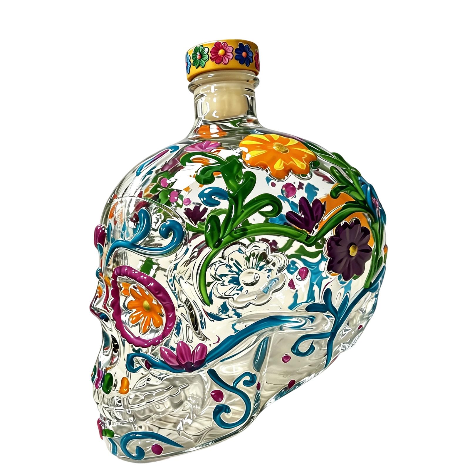 ZBIianxer Artistic Borosilicate Glass Novelty Bottle Ideal for Beverage Preservation and Tabletop Decoration Modern Skull Themed Glassware