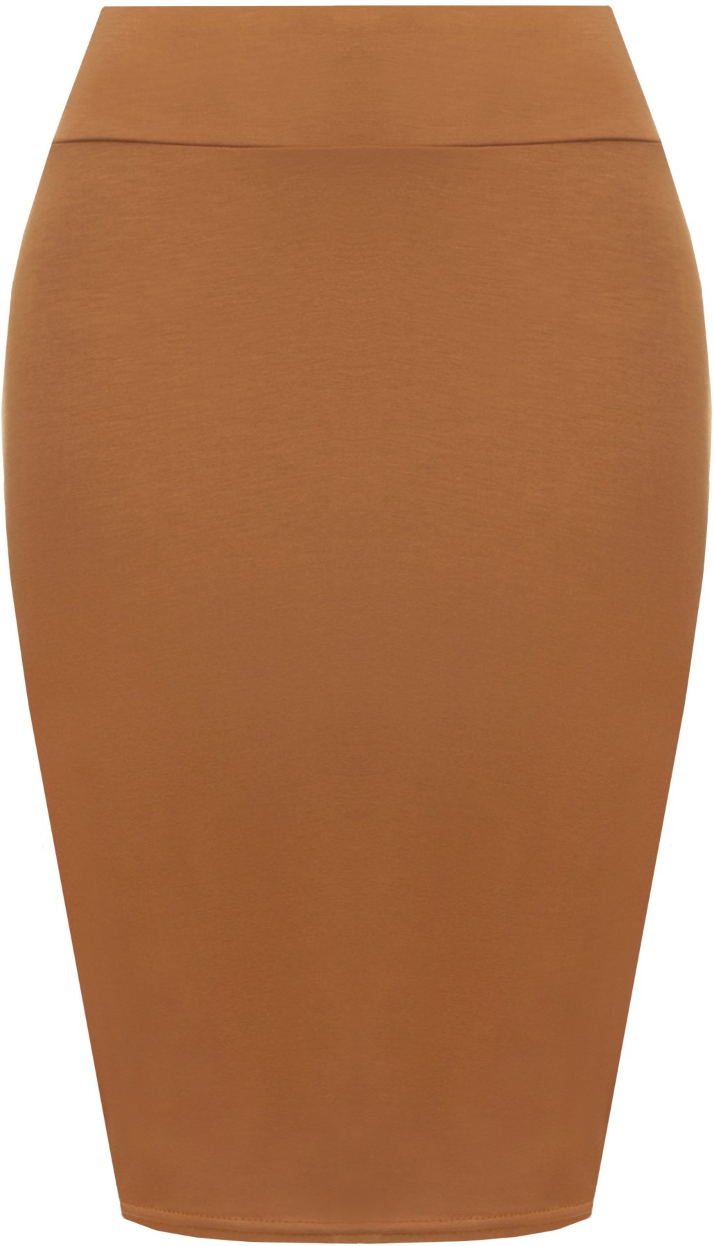 Wearall Women's Mustard Plain Bodycon Pencil High Waisted Stretch Midi Skirt - 8/10