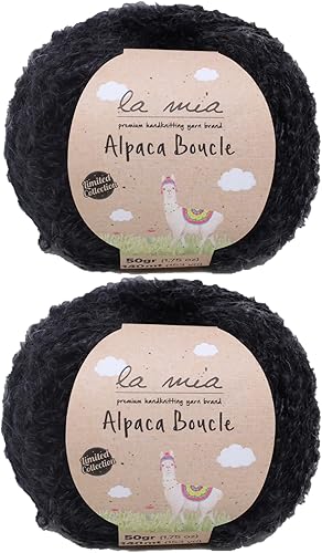 2 madejas La Mia Alpaca Boucle, % 80 % alpaca % 15 % lana % hilo de poliamida para tejer y ganchillo, 1.76oz (1.76 onzas)  459.3ft (153 yardas),