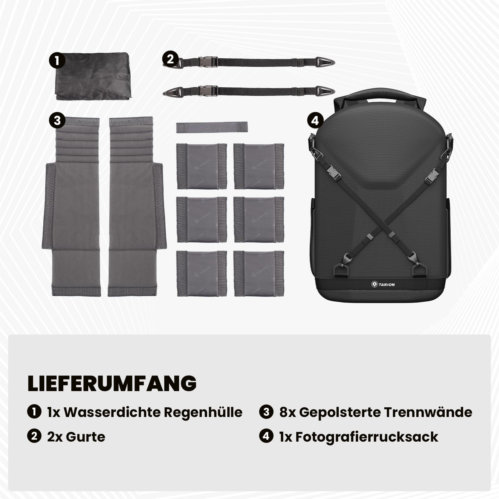 TARION Kamerarucksack, Fotorucksack mit Hartschalen, Stoßfest, wasser- und abriebfeste Kameratasche mit 14,5 Zoll Laptopfach, DSLR Rucksack für Drohnen, Spiegelreflexkameras und Zubehör