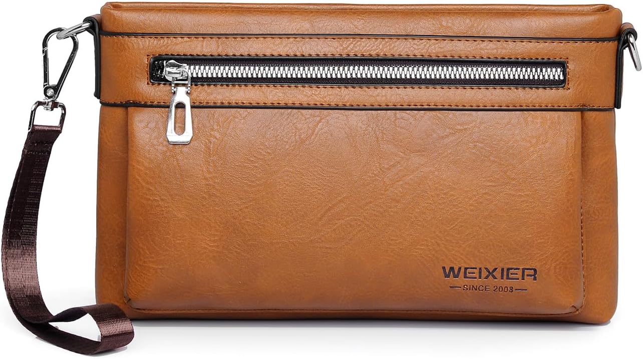 Shoulder Bags for Men - Vintage Chest Small Leather Crossbody Bags Mens Casual Sling Bag