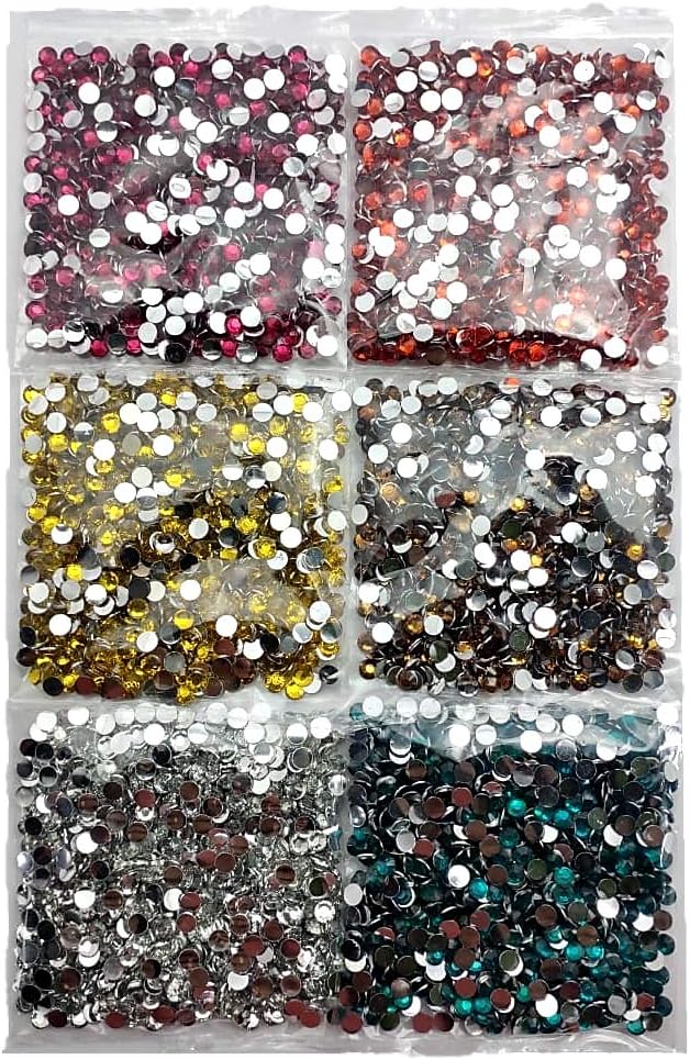 SEWN Round Shaped Kundan Stones Used For Jewellery Making,Embroidery And Craft Works,Total Weight 30Gram, Multicolor