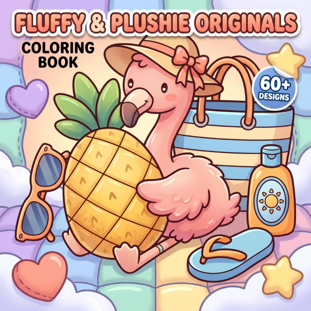 Fluffy & Plushie Originals Coloring Book: Fun Animal Themed Pages With Large Spaces For Kids, Tweens, Teens, And Grownup Beginners