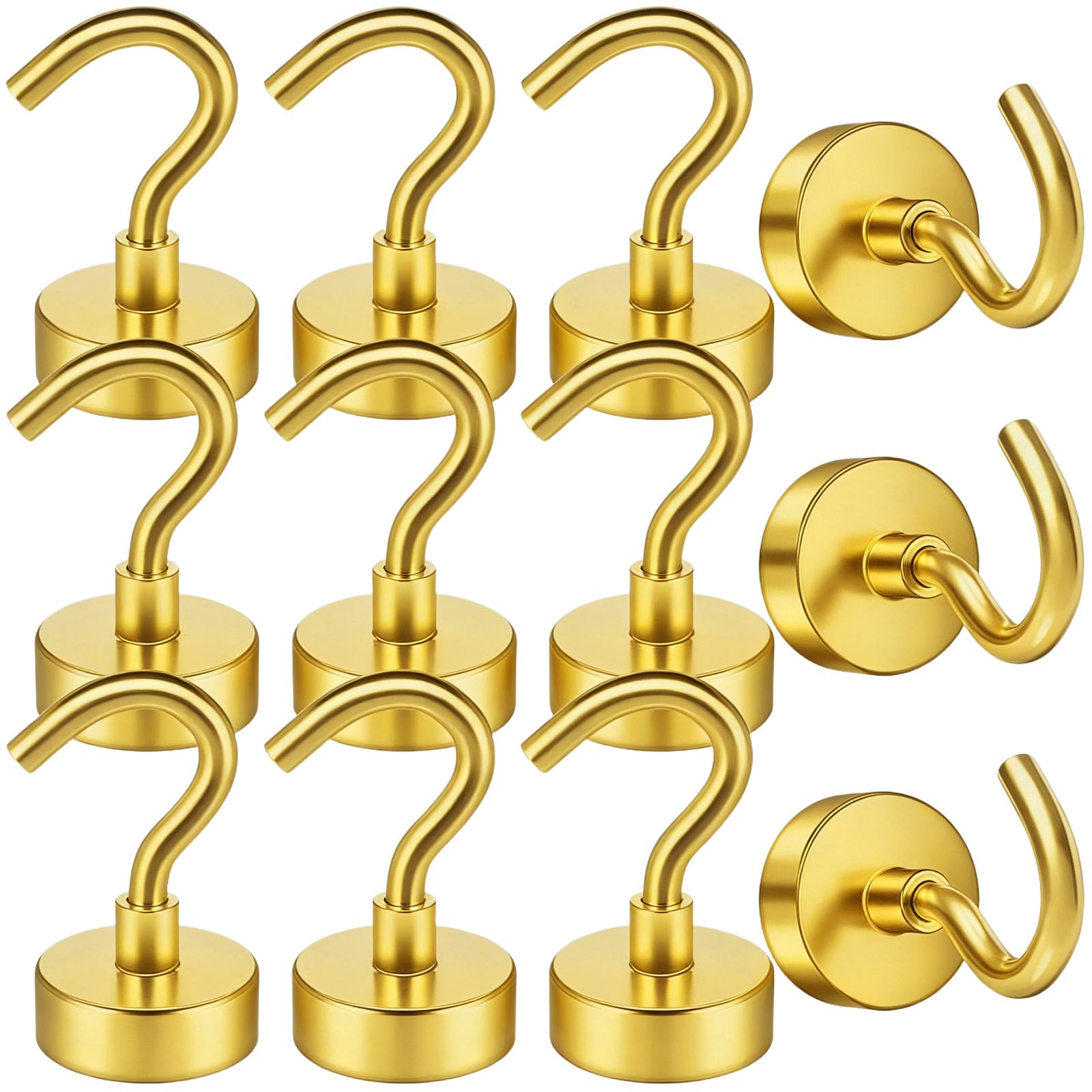 FINDMAG Magnetic Hooks for Cruise Cabins, 14kg Heavy Duty Magnet Hooks, 6 Pack Strong Magnetic Hooks for Fridge, Magnet Hook for Hanging, Kitchen, Bathroom, Garage, Grill（Yellow）