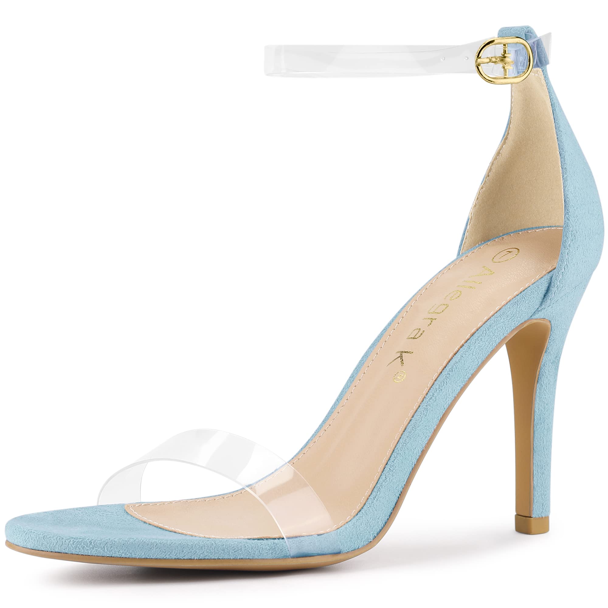 Allegra K Women's Open Toe Clear Ankle Strap Stiletto Heel Sandals