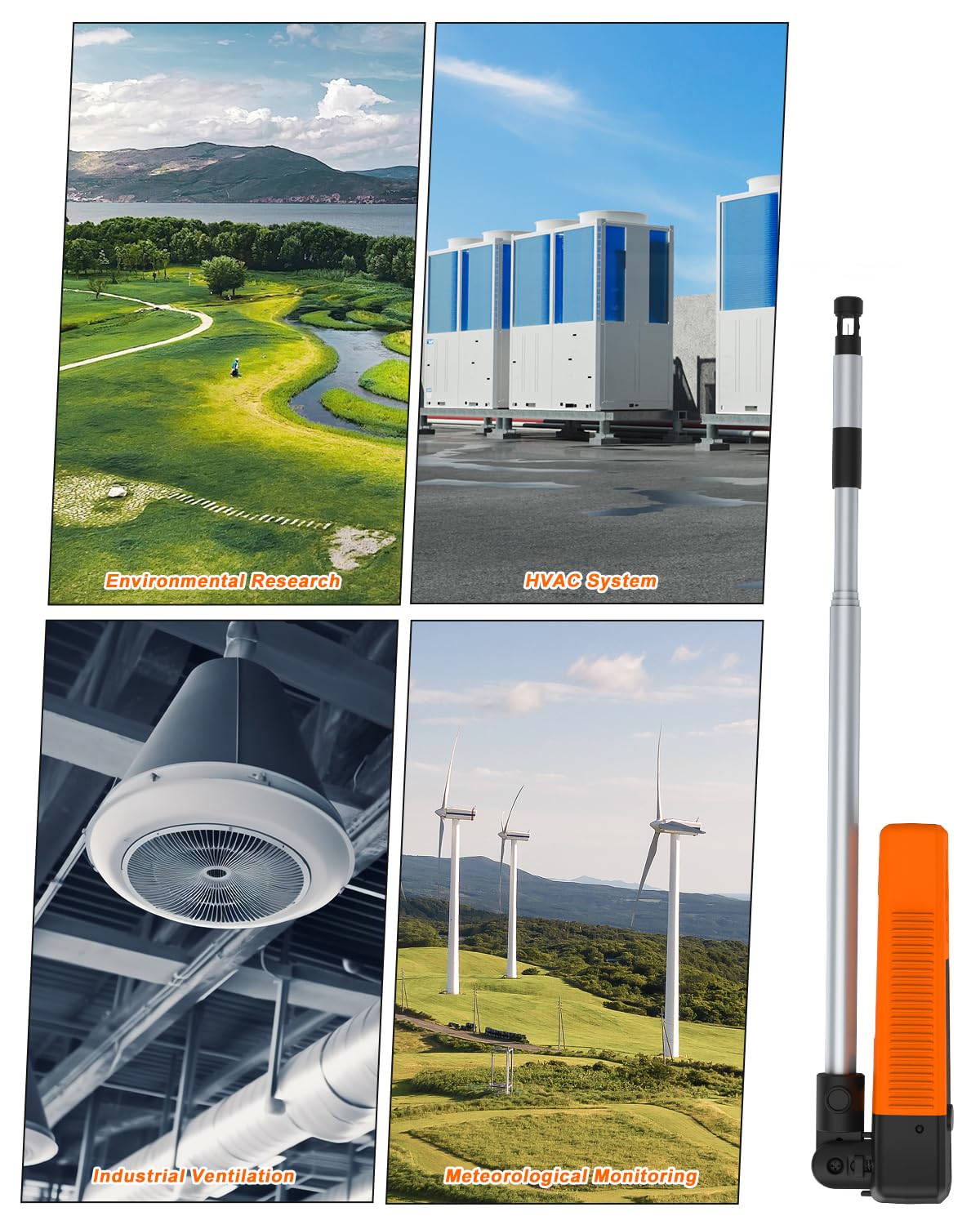 Thermal Anémomètre à fil chaud, XF-9100A CFM Débitmètre Bluetooth APP Connection, Anemometer extérieur avec sonde télescopique Wind Meter thermique pour CVC, drones, voile
