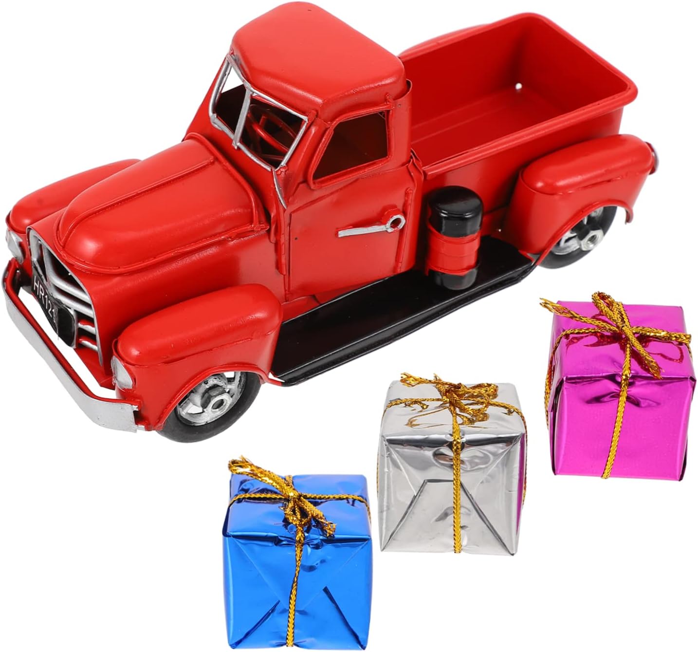 2pcs Christmas Metal Truck Model Ornament for Holiday Decor Retro Pickup Car Decoration for Use for Home Living Room and Tabletop
