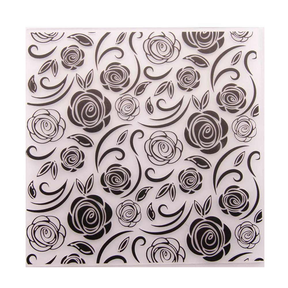 Floral Roses Leaves Background Plastic Embossing Folder for Scrapbook DIY Album Card Tool Plastic Template Folders