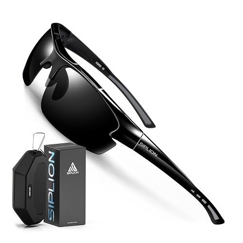 SIPLION Herren Sonnenbrille UV400 Schutz Polarisiert Superleichtes Rahmen 502 BLACK CAT 3 CE